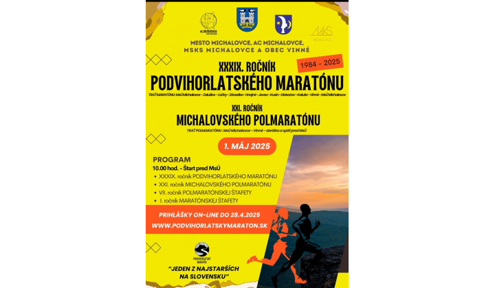39. ročník Podvihorlatský Maratón, 21. ročník Michalovský polmaratón, 7. ročník Michalovská polmaratónska štafeta a 1. ročník Maratónska štafeta.