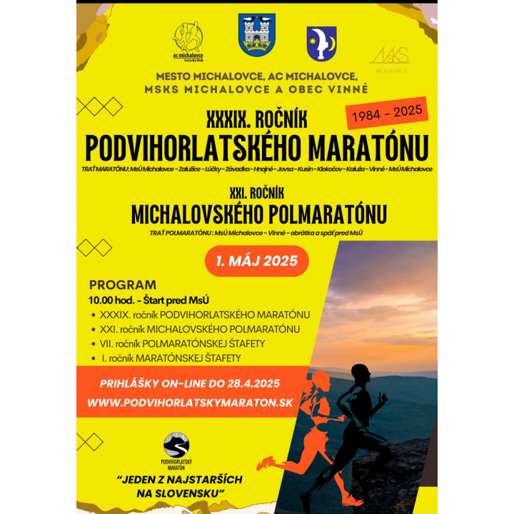 39. ročník Podvihorlatský Maratón, 21. ročník Michalovský polmaratón, 7. ročník Michalovská polmaratónska štafeta a 1. ročník Maratónska štafeta.