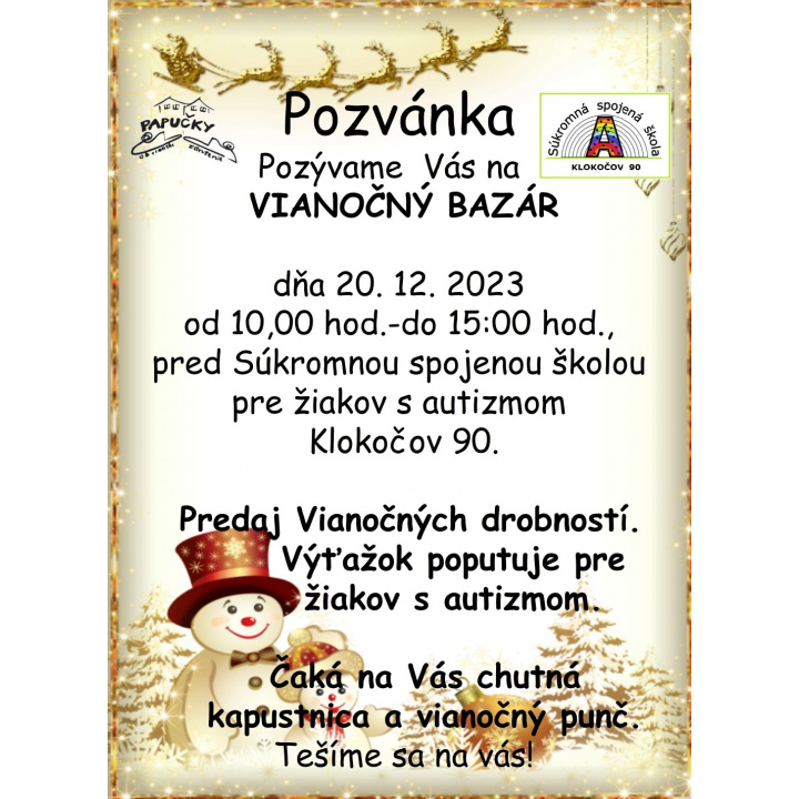 Pozvánka na vianočný bazár