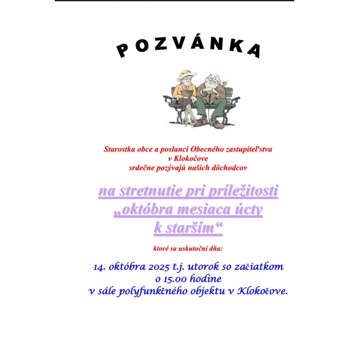 Pozvánka - úcta k starším