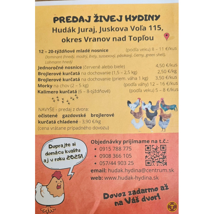 Predaj živej hydiny